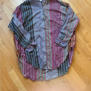 Pilcro Anthropologie Long Button Down Shirt Size Small Colorful Stripe NWT